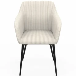Fauteuils de table en velours côtelé beige : lot de 2