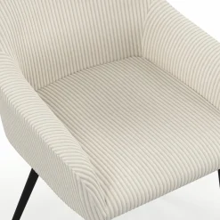 Fauteuils de table en velours côtelé beige : lot de 2