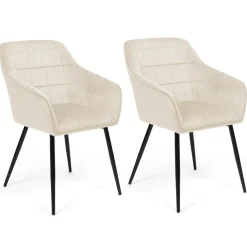 Fauteuils de table en velours beige