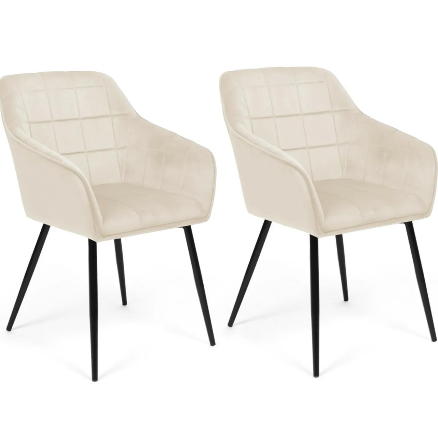 Fauteuils de table en velours beige