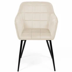 Fauteuils de table en velours beige