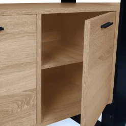 Grand buffet bois et noir 160 cm 4 portes