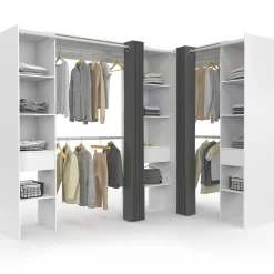 Grand dressing d’angle extensible 230x140x180 cm blanc