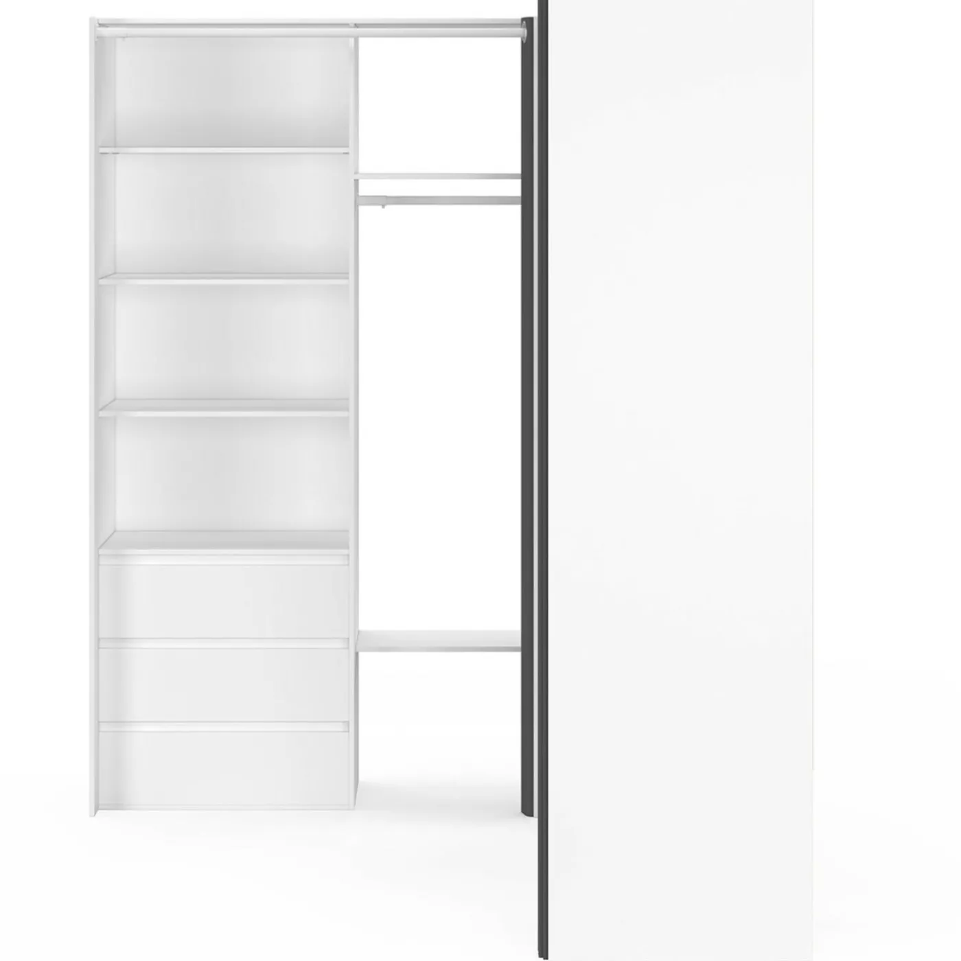 Grand dressing d’angle extensible 230x140x180 cm blanc