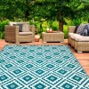 Grand tapis bleu canard pour terrasse et extérieur