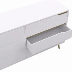 Grande commode blanche scandinave avec 6 tiroirs