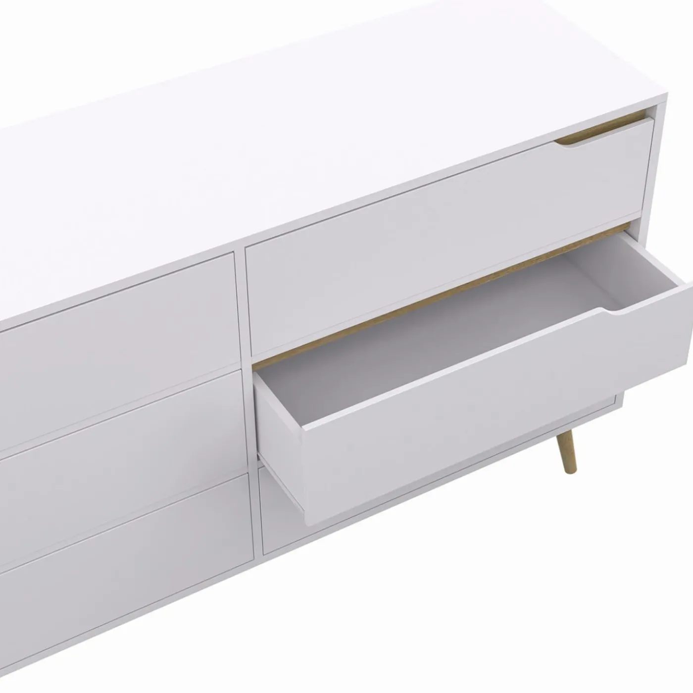 Grande commode blanche scandinave avec 6 tiroirs