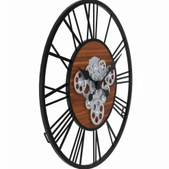 Grande horloge murale industrielle 60 cm avec engrenages