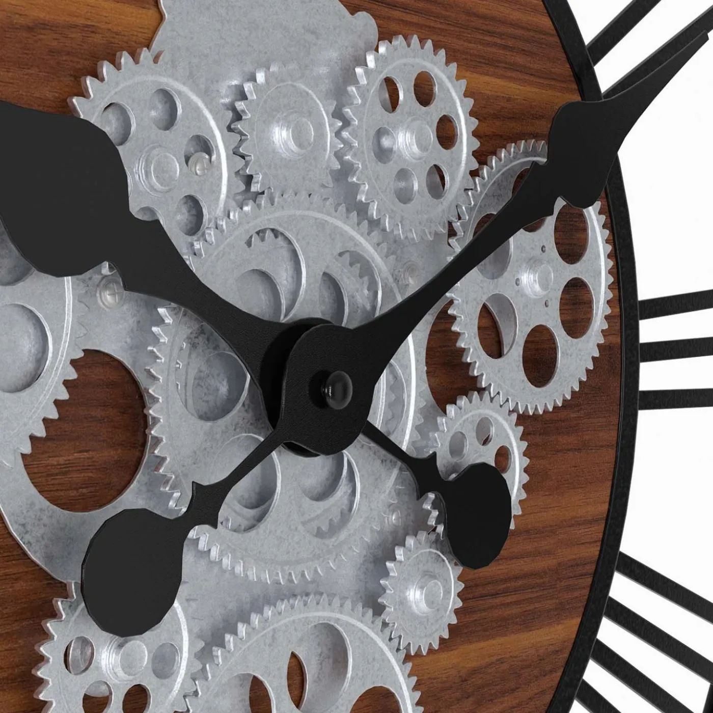 Grande horloge murale industrielle 60 cm avec engrenages