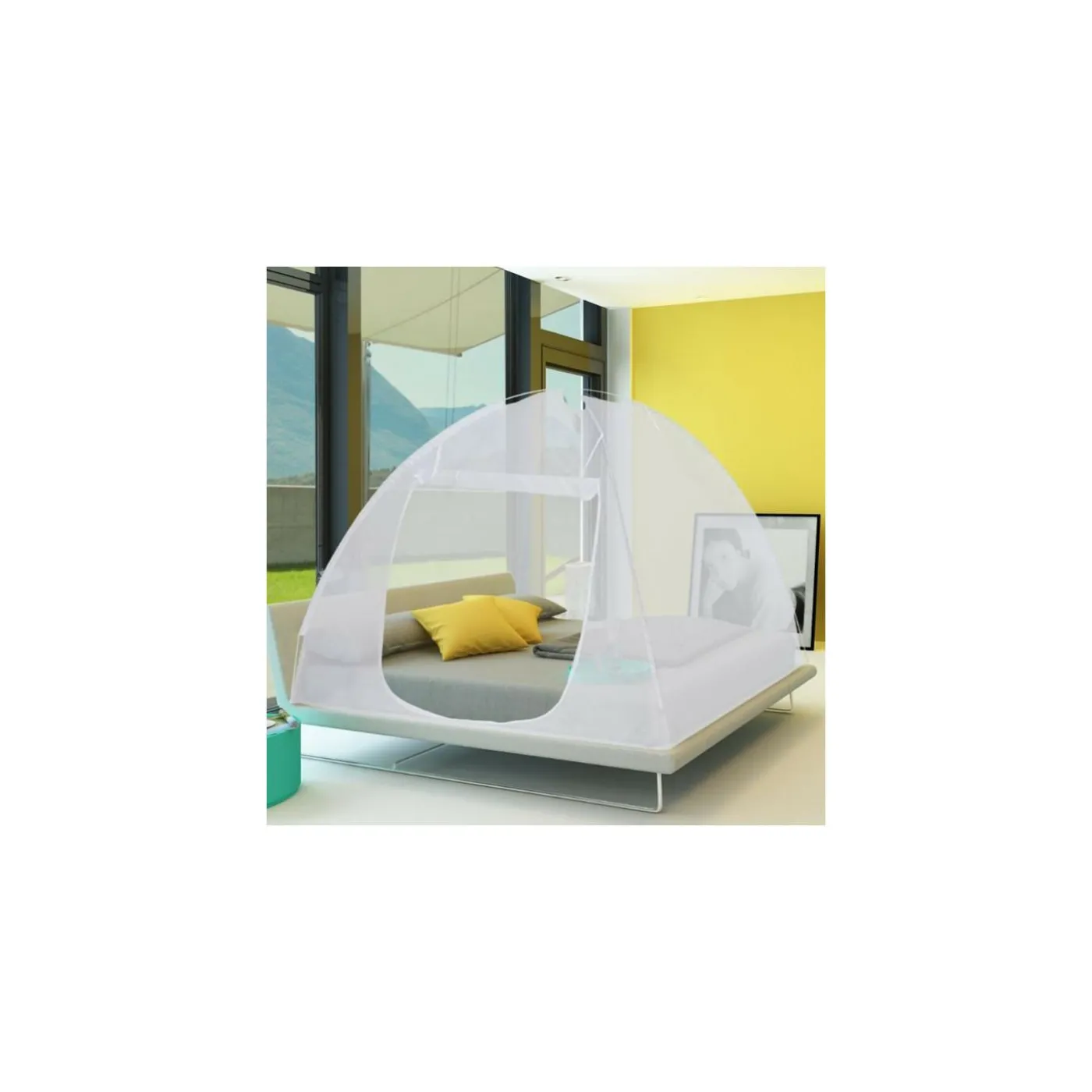 Grande moustiquaire dôme pop-up 195x180 cm pour lit