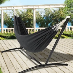 Hamac gris anthracite avec support métal