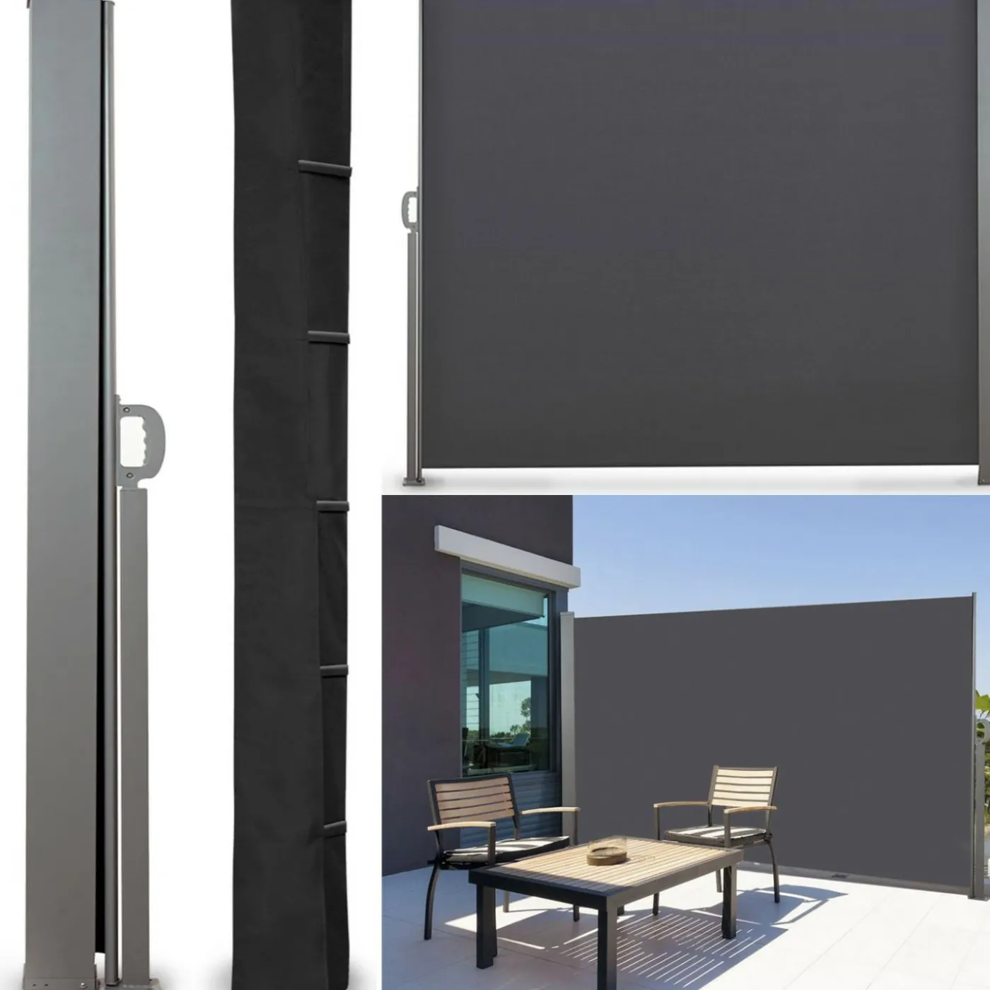 Housse pour paravent rétractable hauteur 1 m 60 noir