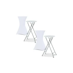 Housses blanches pour table haute de réception