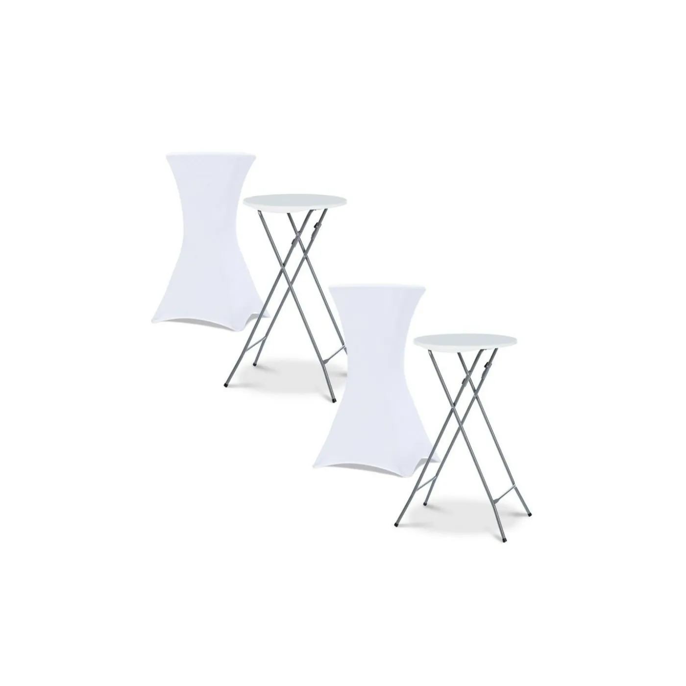 Housses blanches pour table haute de réception