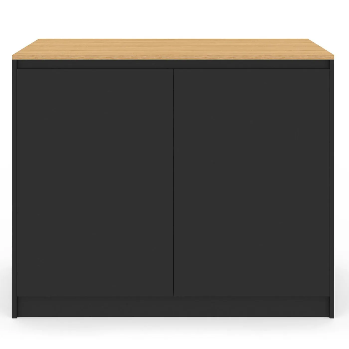 Ilot central 110 cm avec tablette relevable rectangulaire bois noir et façon hêtre