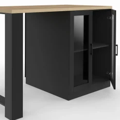Ilot central avec plan de travail et portes vitrées 2 personnes