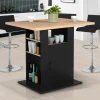 Ilot central avec rangements bois noir et imitation hêtre 110 cm