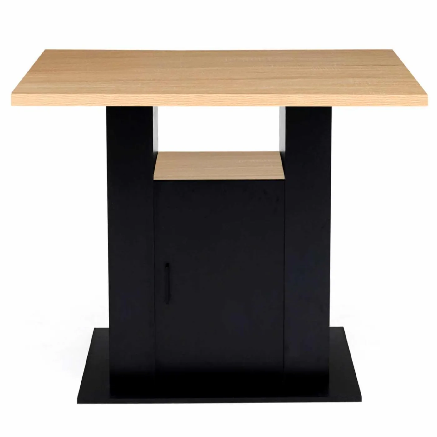 Ilot central avec rangements bois noir et imitation hêtre 110 cm