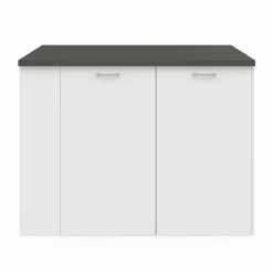Ilot central bois blanc plan de travail gris anthracite