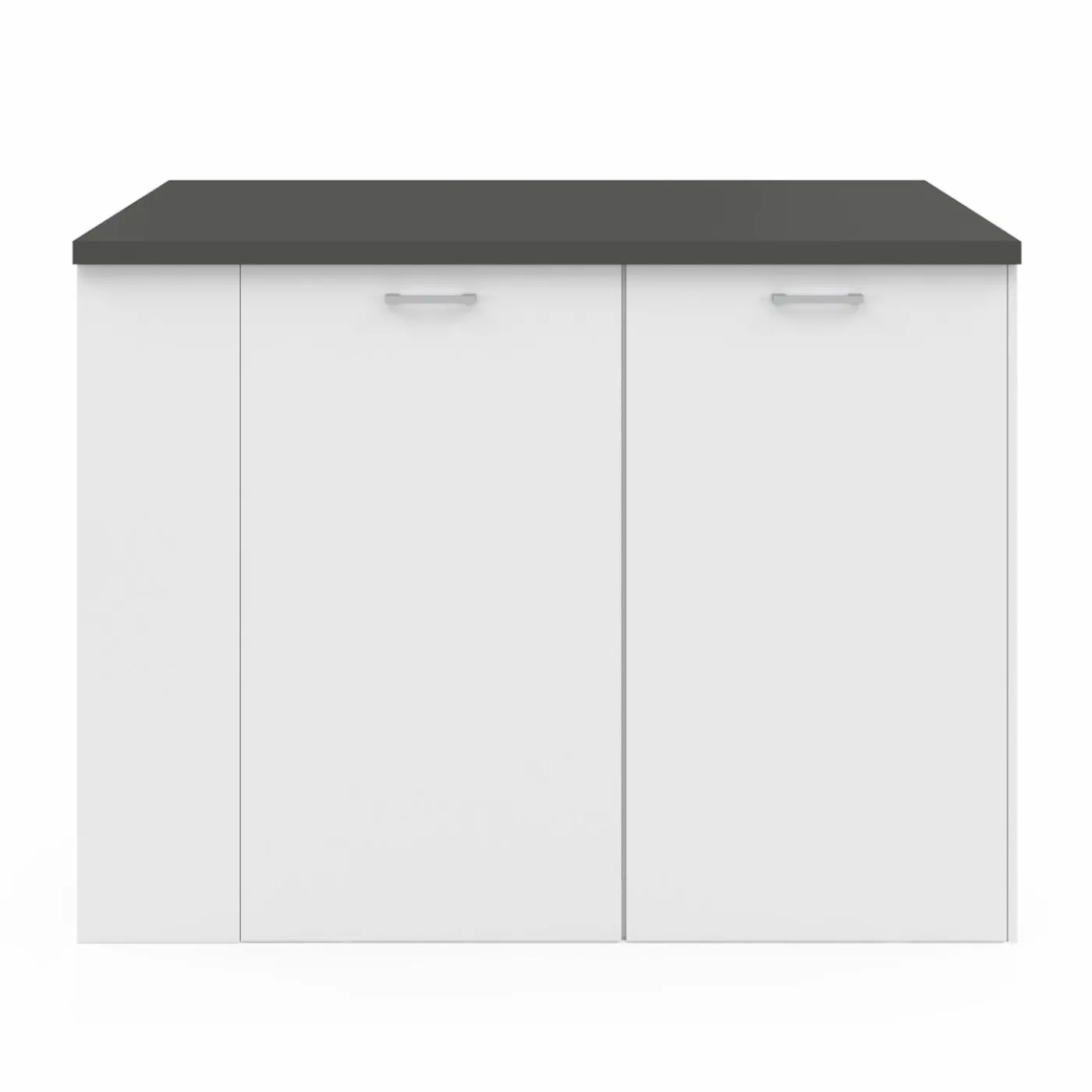 Ilot central bois blanc plan de travail gris anthracite
