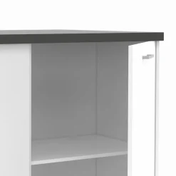 Ilot central bois blanc plan de travail gris anthracite