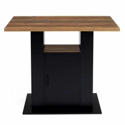 Ilot central bois noir et effet bois foncé 110 cm avec rangements
