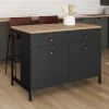 Ilot central cuisine bois et noir 120 cm