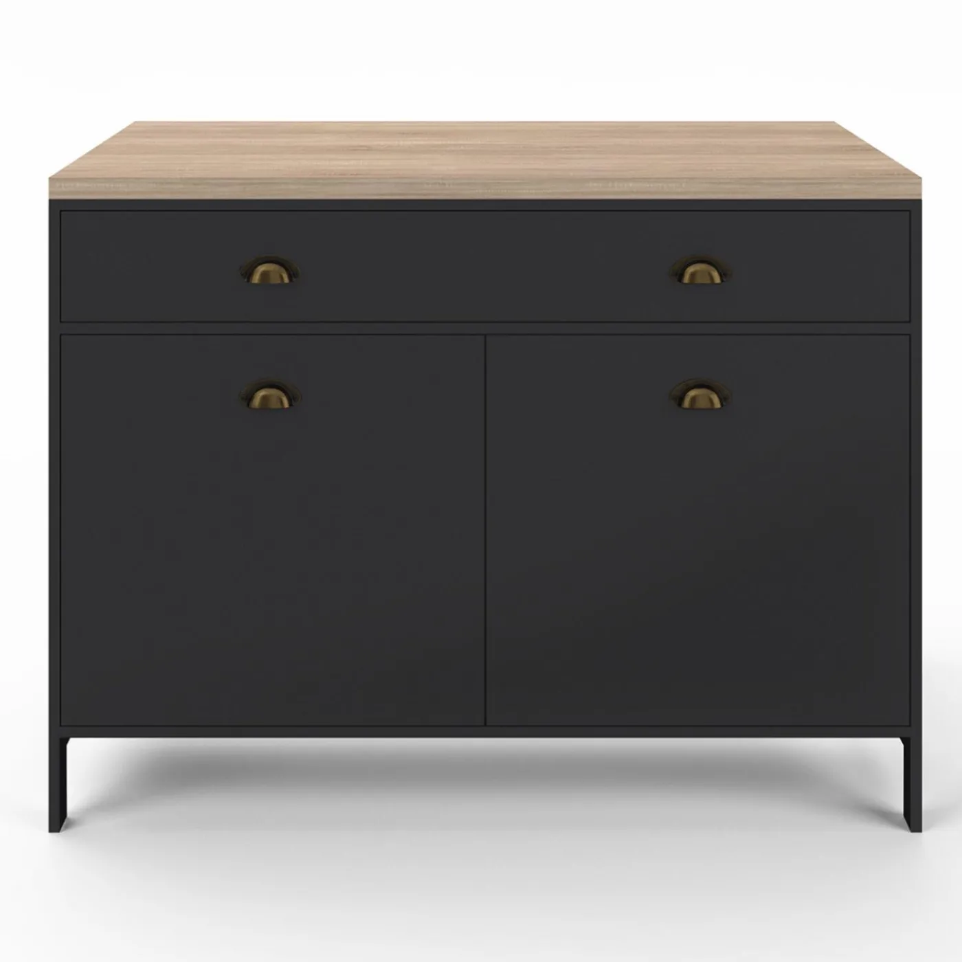 Ilot central cuisine bois et noir 120 cm