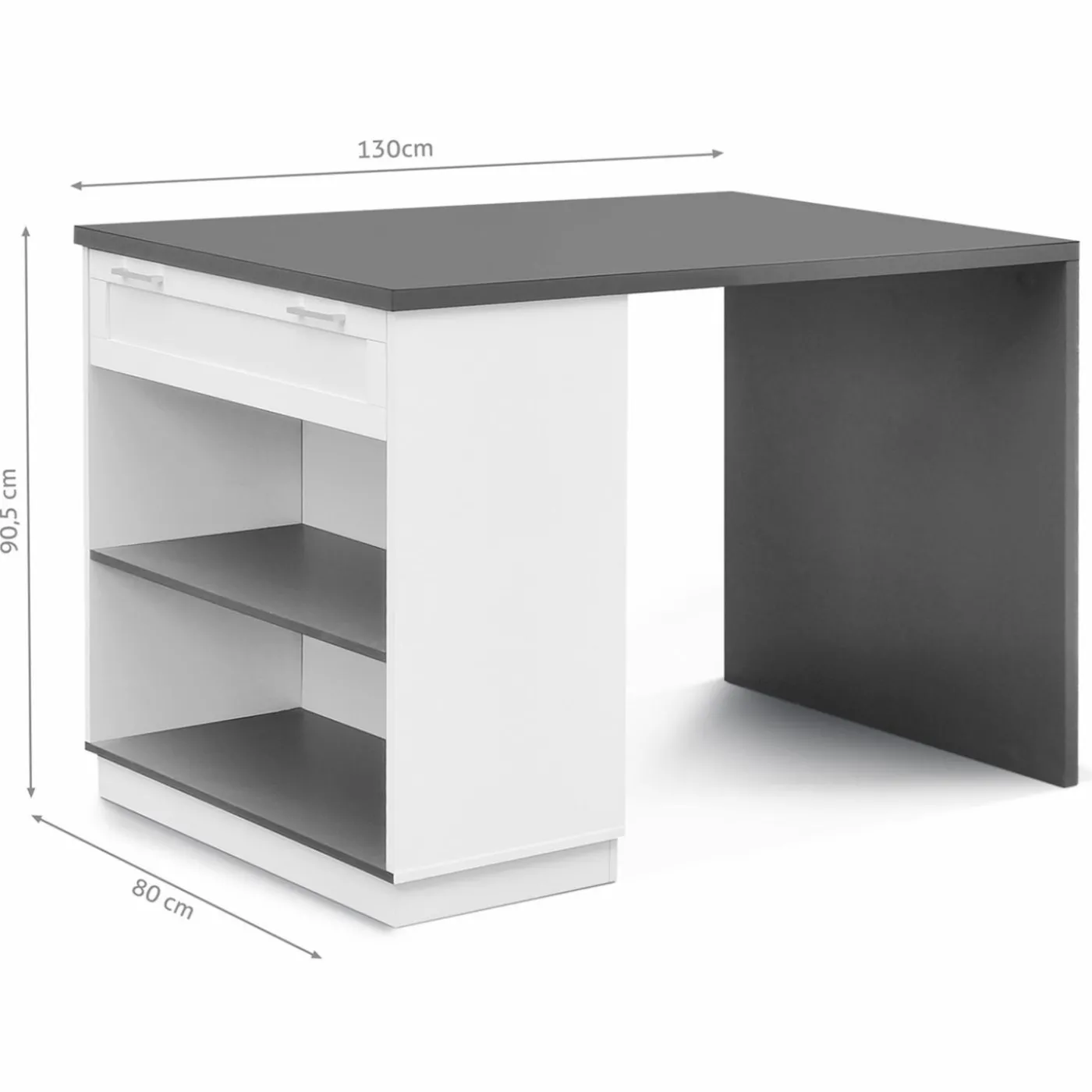 Ilot mange debout blanc et gris 130 cm