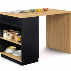 Ilot mange debout noir et bois 130 cm