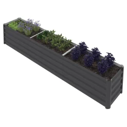 Jardinière en métal rectangulaire avec lit surélevé de 240 x 40 x 45 cm