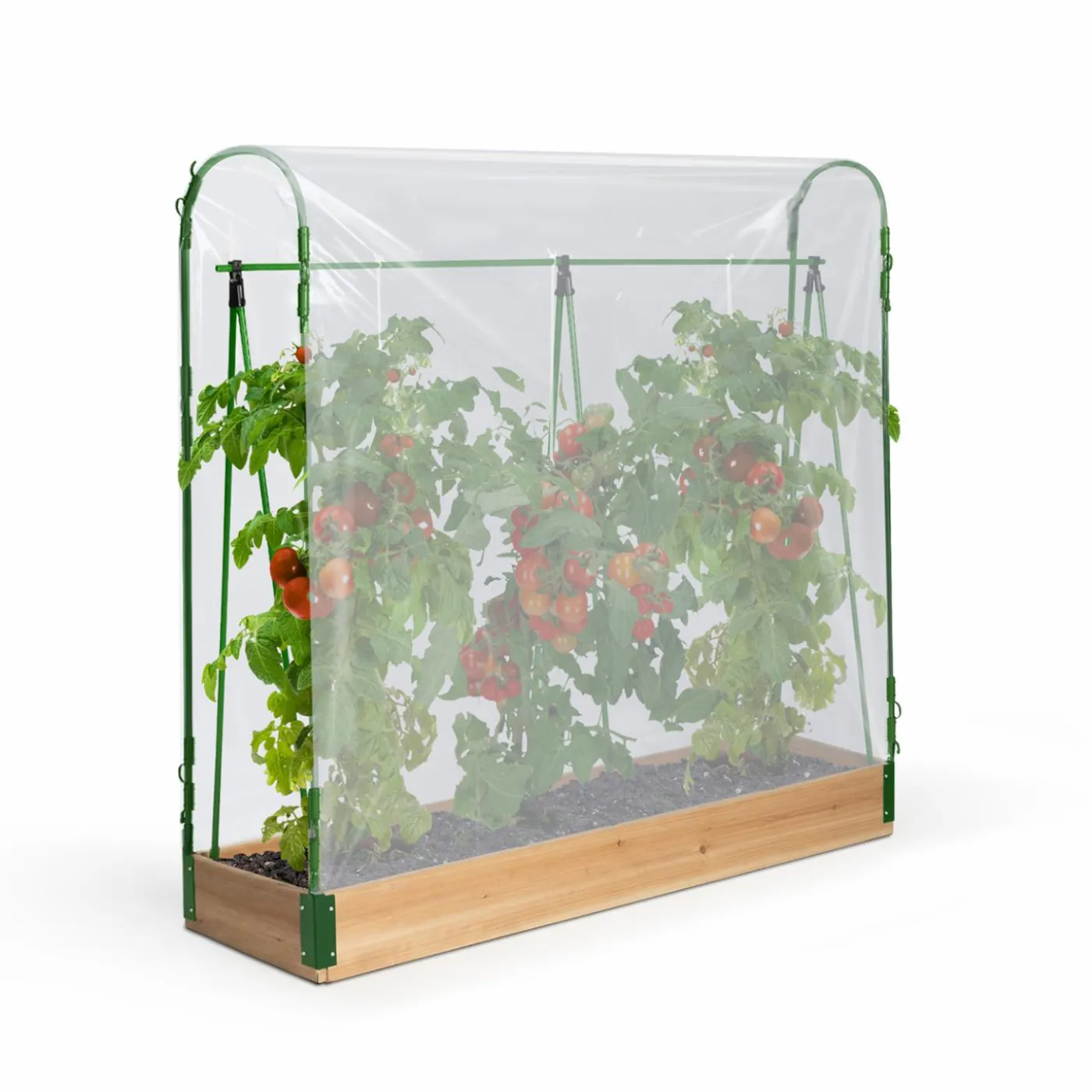 Kit complet 3 carrés potager et serre à tomates + treillis + housse