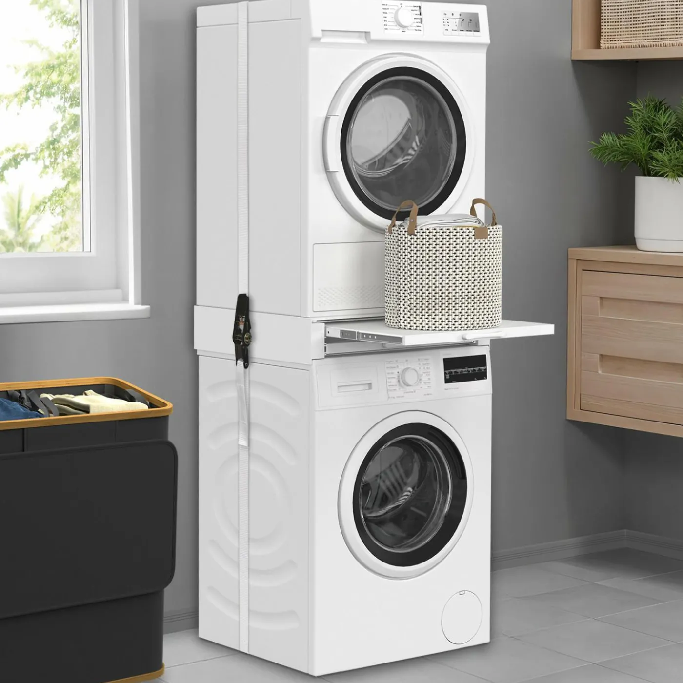 Kit de superposition universel machine à laver et sèche linge avec séchoir