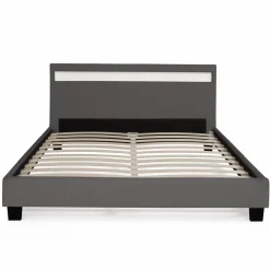 Lit 2 places avec LED 140x190 cm gris