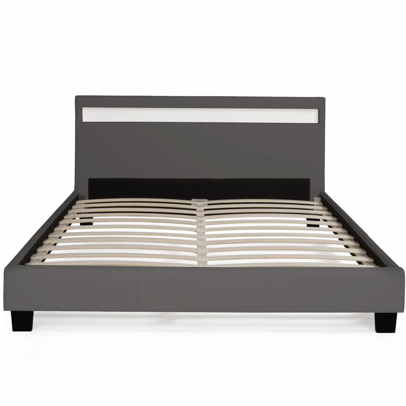 Lit 2 places avec LED 140x190 cm gris