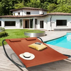 Lit bain de soleil 2 places terracotta en toile