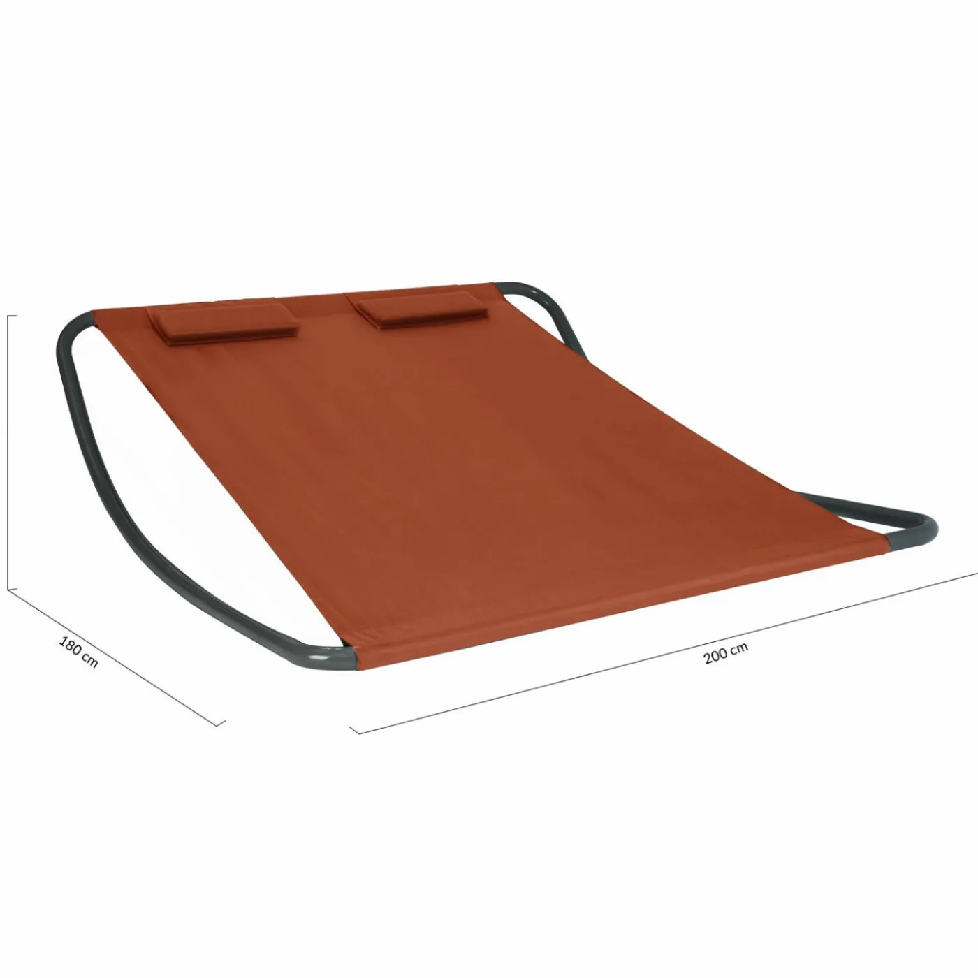 Lit bain de soleil 2 places terracotta en toile