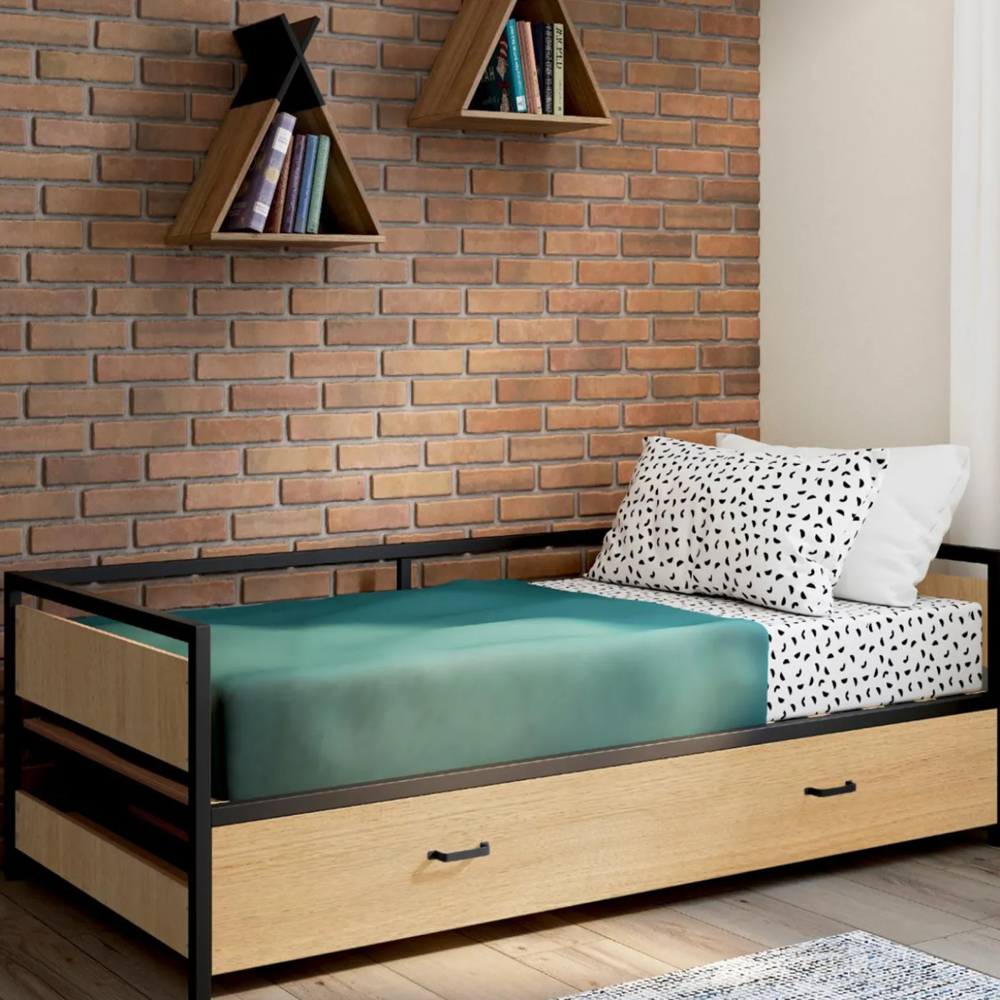 Lit banquette convertible 2 places industriel