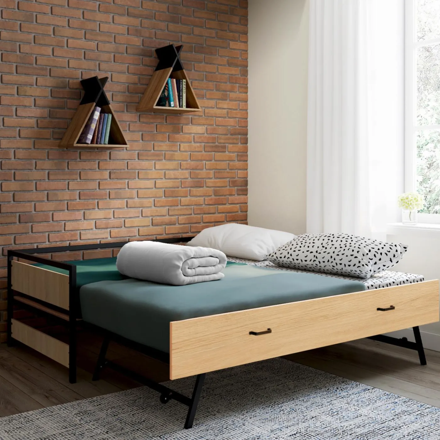 Lit banquette convertible 2 places industriel