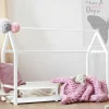 Lit cabane enfant blanc 90 x 190 cm style scandinave
