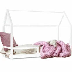 Lit cabane enfant blanc 90 x 190 cm style scandinave