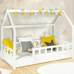 Lit cabane enfant blanc 80 x 160 cm