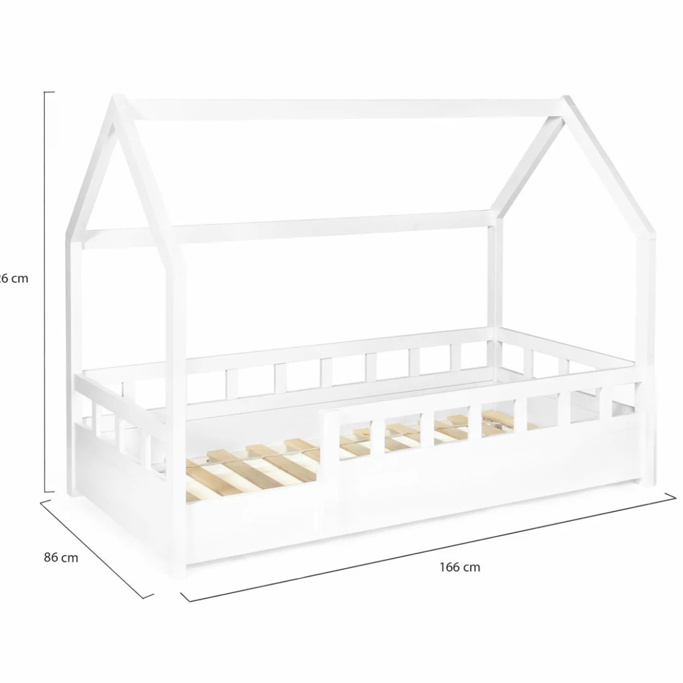 Lit cabane enfant blanc 80 x 160 cm