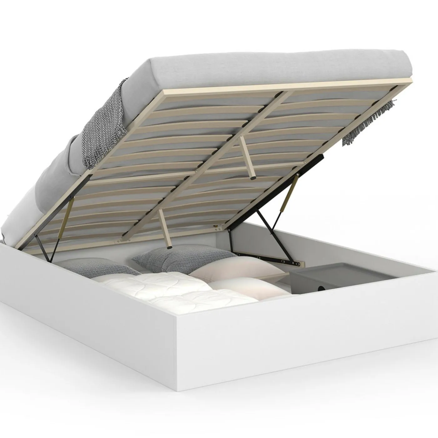 Lit coffre double avec sommier 160 x 200 cm blanc