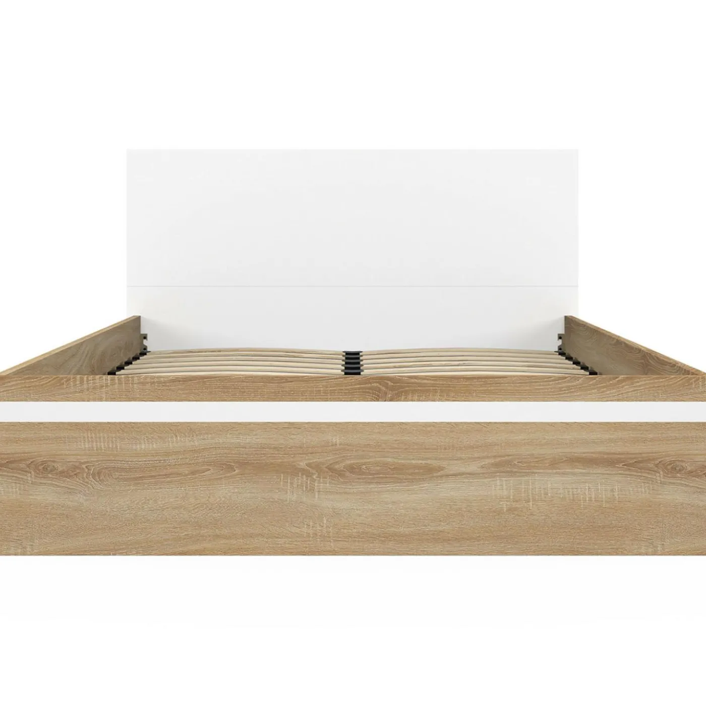 Lit coffre double avec tête de lit et sommier