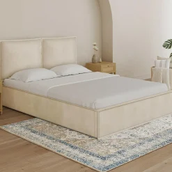 Lit coffre double beige 140 x 190