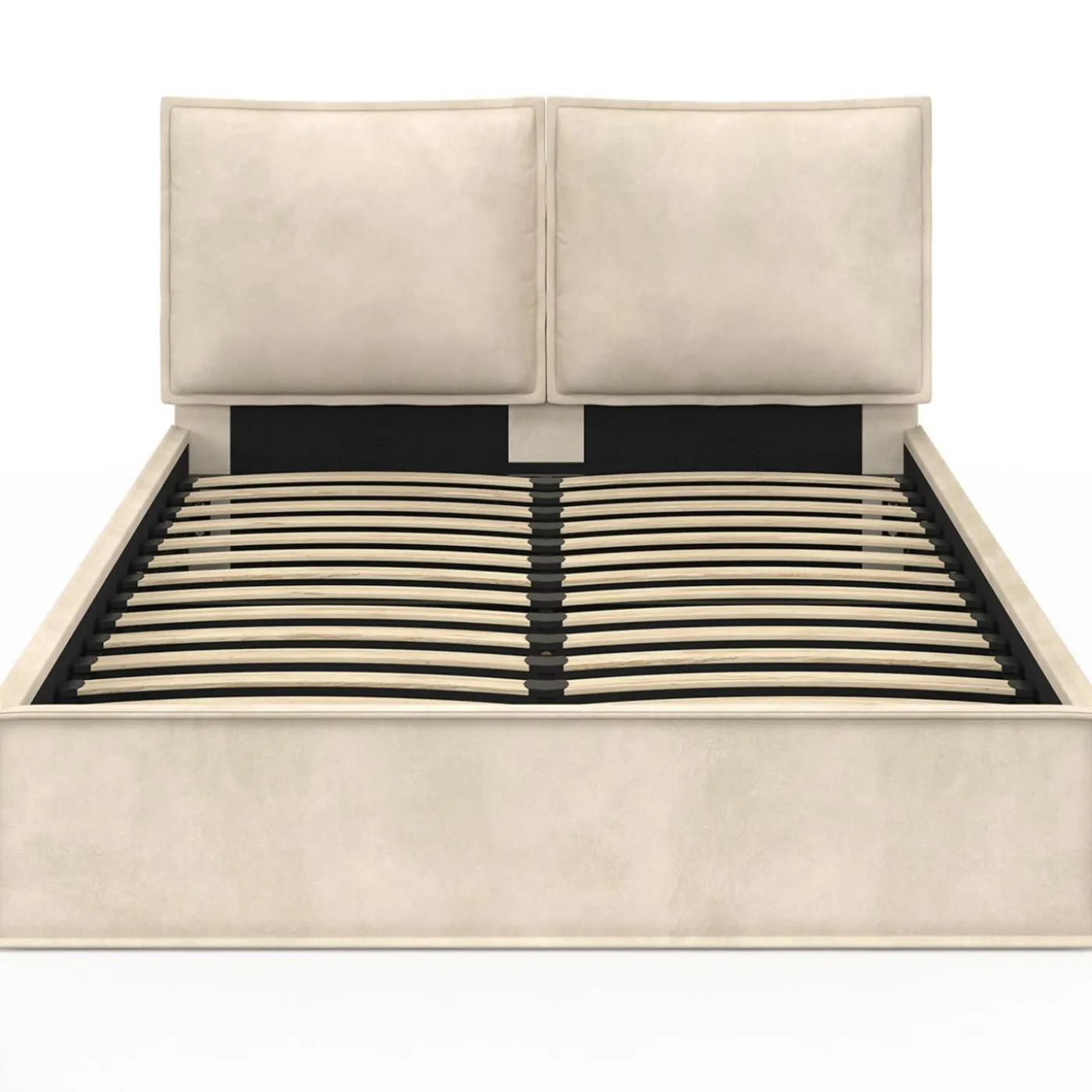 Lit coffre double beige 140 x 190