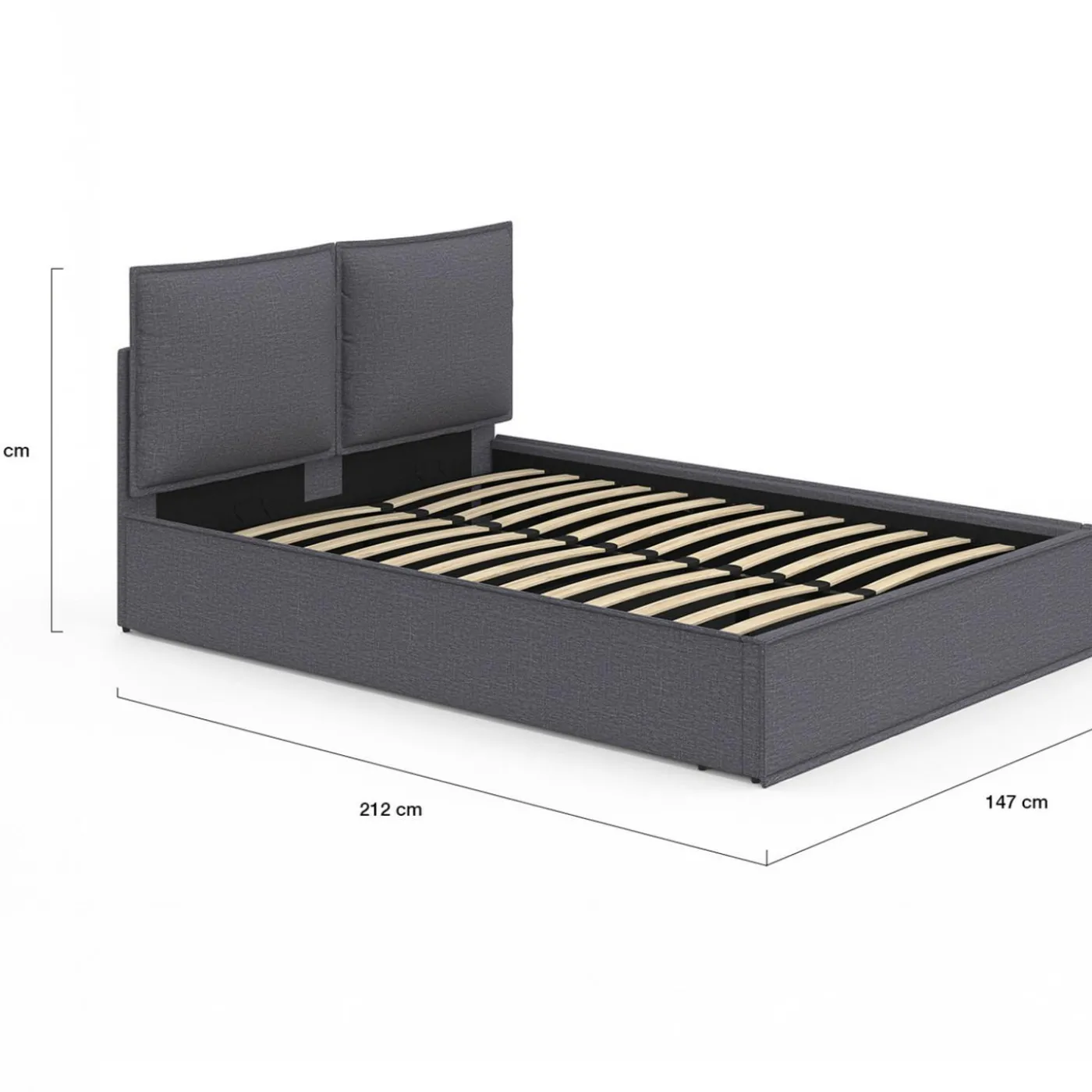 Lit coffre double gris 140 x 190