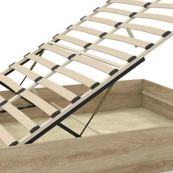 Lit coffre double SANDSIDE avec sommier 140 x 190 cm hêtre
