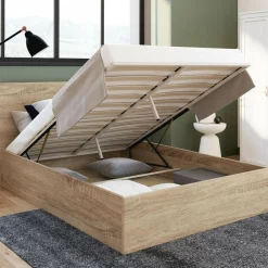 Lit coffre double 140x190 cm coloris bois